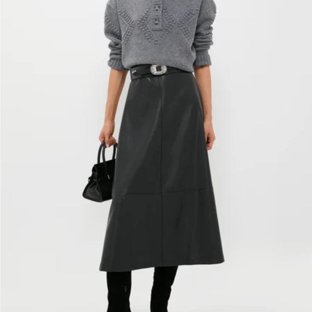 Tuckernuck NWT Black Leather Midi Skirt